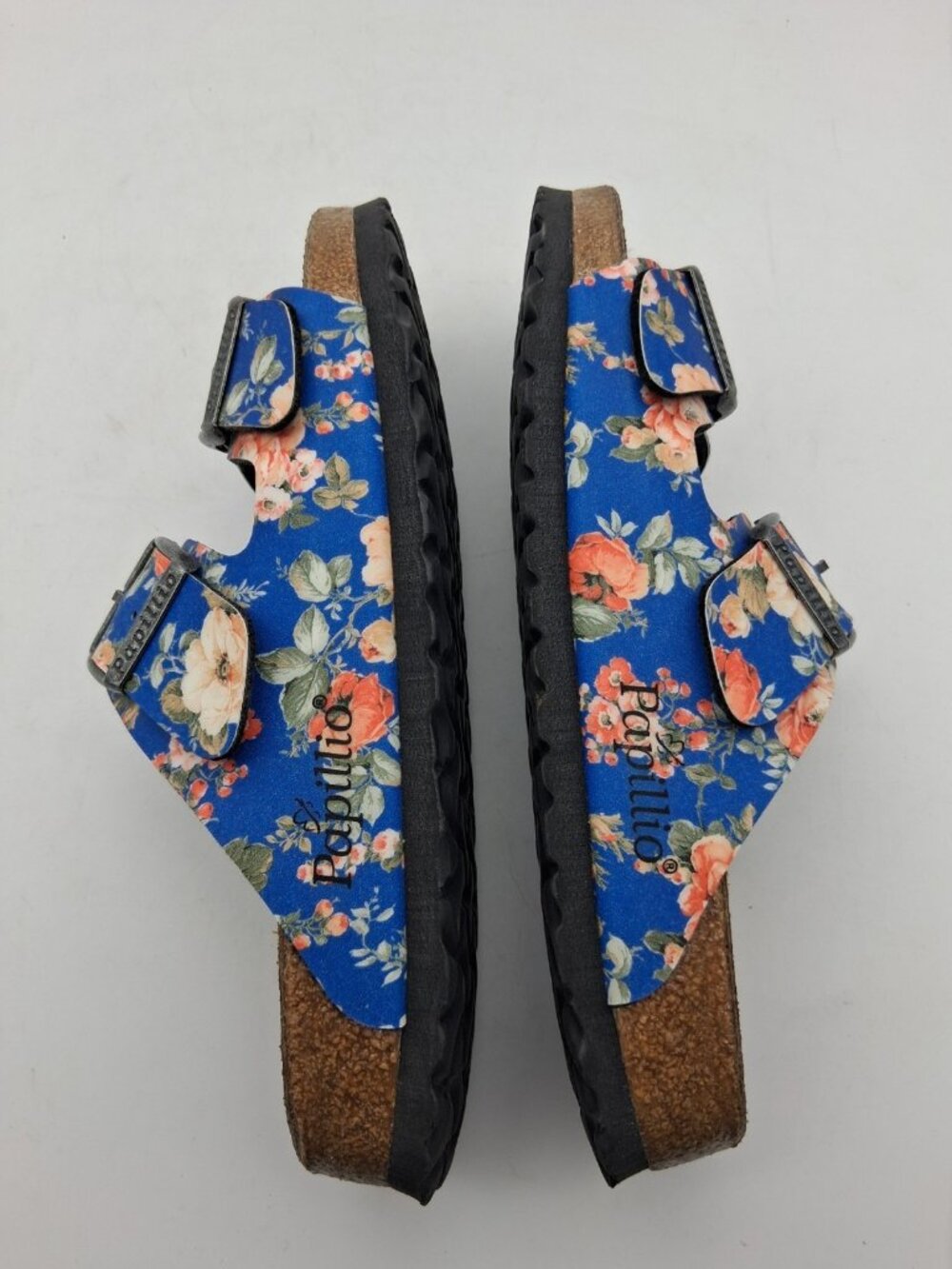 Birkenstock Papillio Arizona Blue Rose Floral Sandals EU 39 US L8 M6 Buckle Boho - Picture 6 of 11